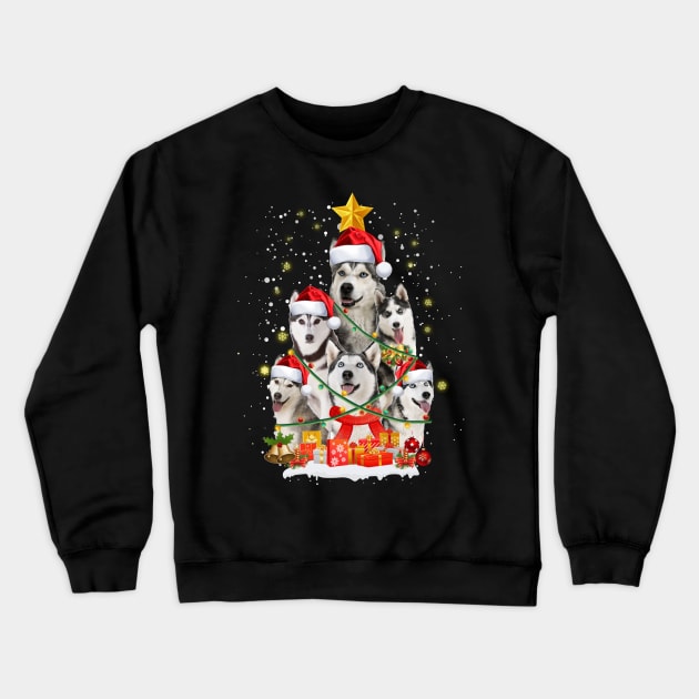 Funny Siberian Husky Christmas Tree Gift Xmas for Men Women Crewneck Sweatshirt by jrgmerschmann